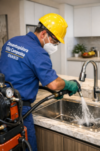 Desentupimento de pia em Presidente Altino, Osasco. Ferro fundido e gordura petrificada. Equipe 24h, chegada em 40 min.