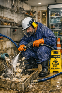 T&eacute;cnico desentupindo pia de cozinha em resid&ecirc;ncia na Vila Yara, Osasco